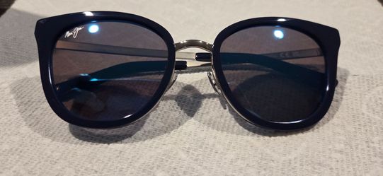 MAUI JIM WOOD ROSE  NAVY SILVER BLUE POLARIZED SUNGLASSES
