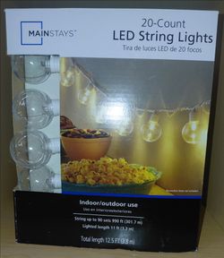 Mainstays 20-Count Indoor Outdoor Warm White LED G40 Globe Lights
