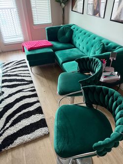 Soho 2 - Piece Velvet Sectional with bar stools