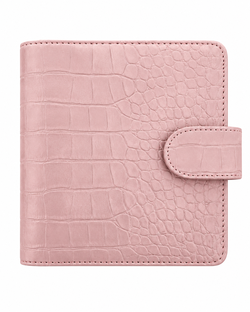Pink Croc-Embossed Leather Planner Binder