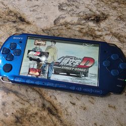 Playstation Psp 3000 Blue Mod--ded Video Game Console 