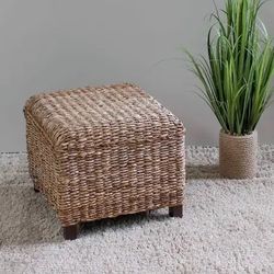 Set of (2) Square Cushioned Wicker Stools • $75