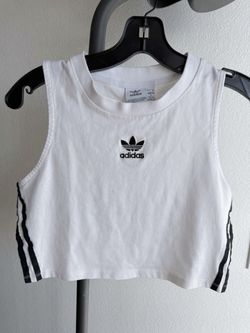 classic Adidas originals white ribbed tank top