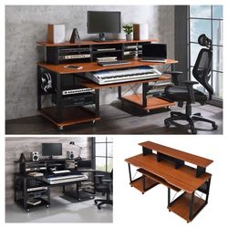 CHERRY/BLACK OR BLACK FINISH GAMING DIRECTORS MUSIC STUDIO GAME ALL IN ONE DESK - ESCRITORIO