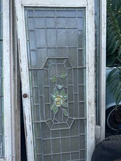 Leaded and stained glass doors very old
