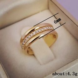 925 Sterling Silver Gold Plated Ring Simple Design Suitable For Men And Women High Quality Jewelry Perfect Gift For Family / Friends / Lover Size 