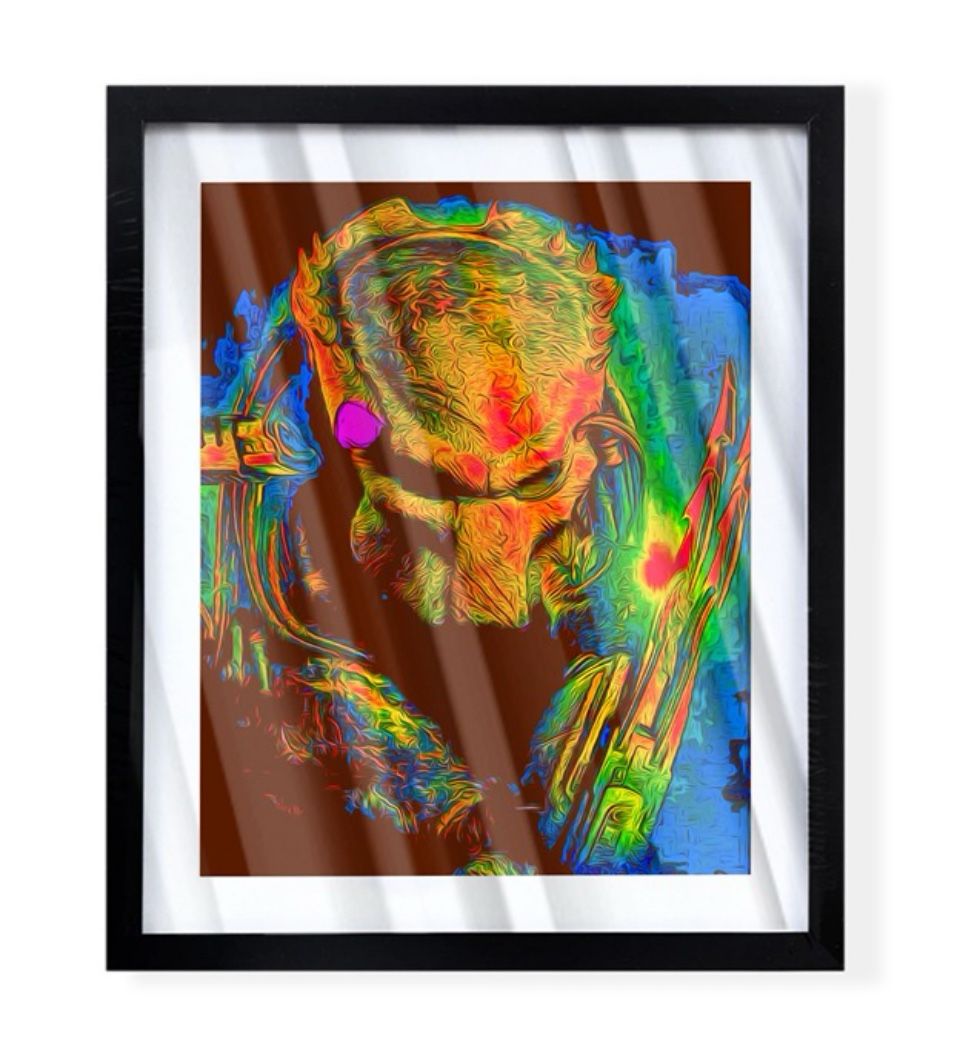Wolf Predator infrared from Alien vs Predator art on black frame