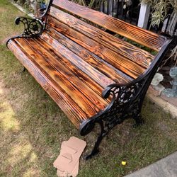 Hand Made Bench Torched And Stained 