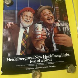 1970s Vintage Heidelberg Rainier Beer Poster Two Of A Kind