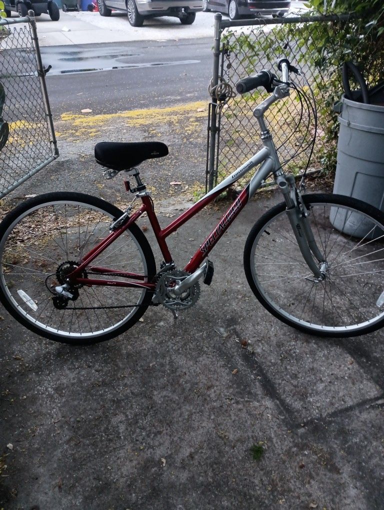 Specialized Crossroads Sport Red And Silver 700x38c Tires Brand New Piston Seat Very Good Bike Very Light Women's Medium Frame