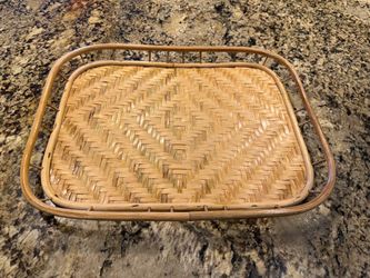 Woven Wicker Bamboo Wood Serving Trays