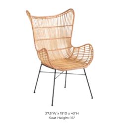 Natural Rattan Wingback Chair 