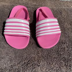 Pink Striped Slide Sandals Girls 7/8.