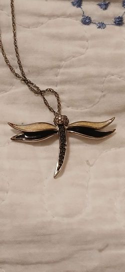 Diamond dragonfly necklace