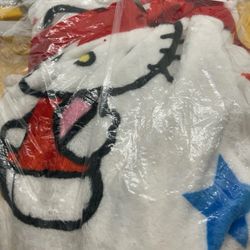 Sanrio Hello Kitty Red White Blue Stars 4th of July Plush Throw Blanket 60"x70"