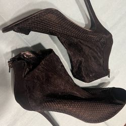 Lace Booties Black Size 9 1/2 Open Toe