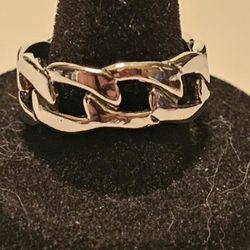 New Silver Link Ring Size 8