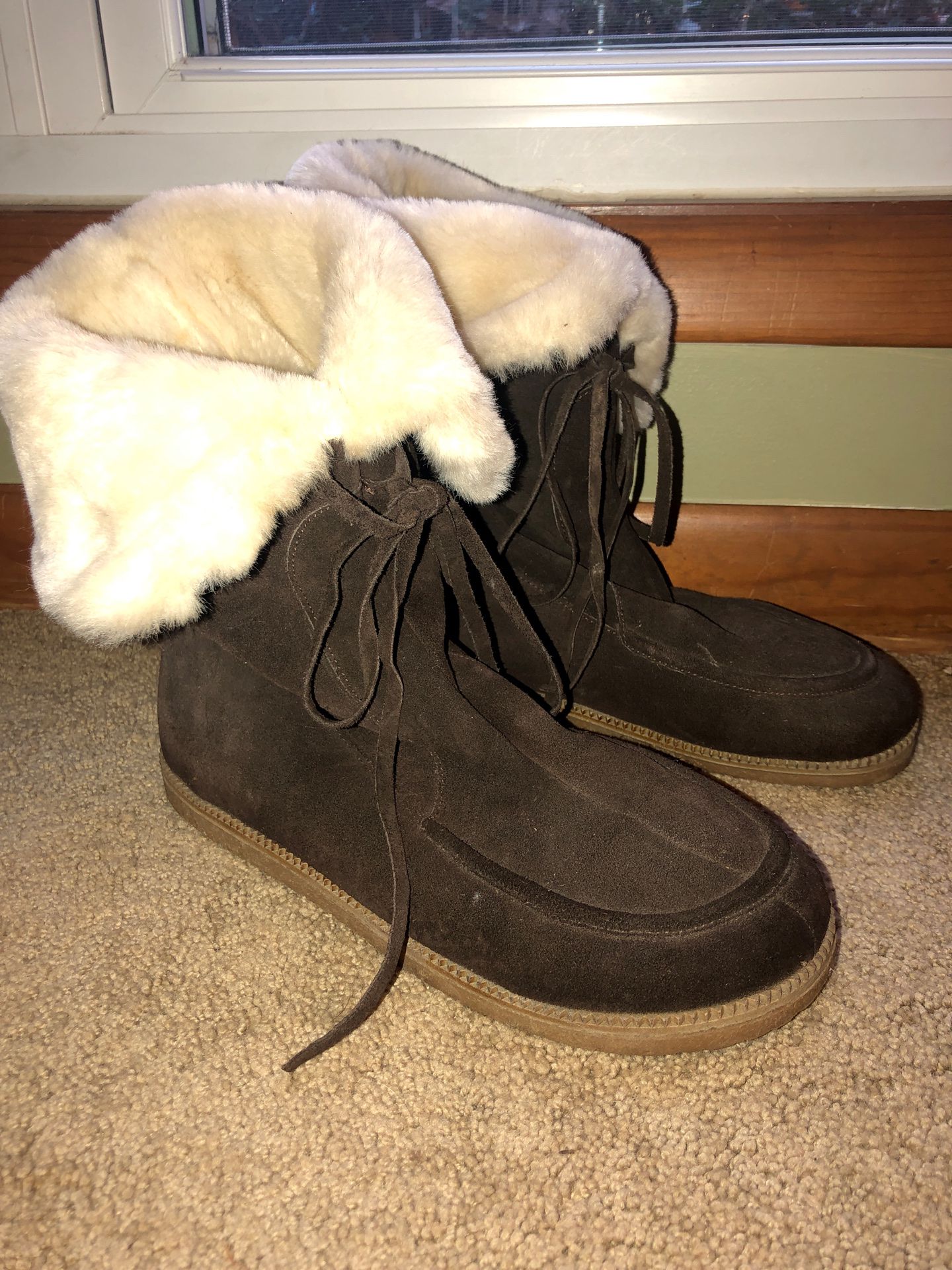 Michael KORS fuzzy suede leather boots size 10