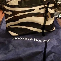 Authentic Dooney & Bourke Leather Zebra Print Handbag / Shoulder Bag Includes Long Strap Hardly Used ! 