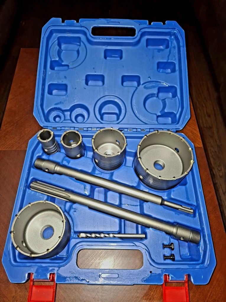 9PCS SDS Plus Concrete Hole Saw Kit (30–100mm) – Masonry Core Drill Set + Free Gift