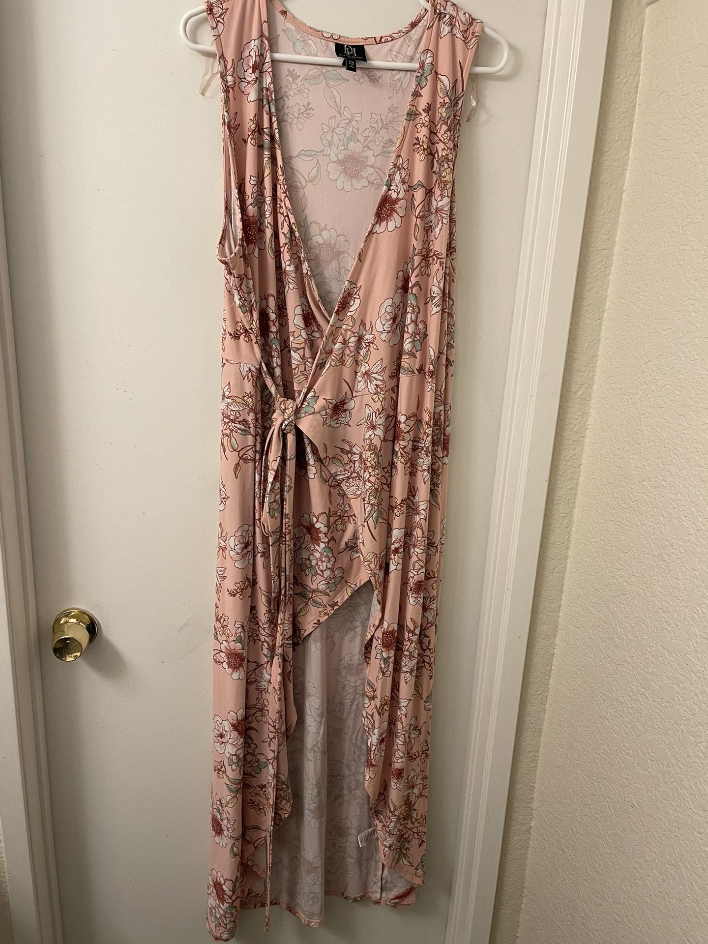 Pixie Dust Pink Floral Midi Wrap Dress Size 2X 