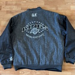 LA Kings logo athletics Sz m vintage leather wool bomber jacket #hockey