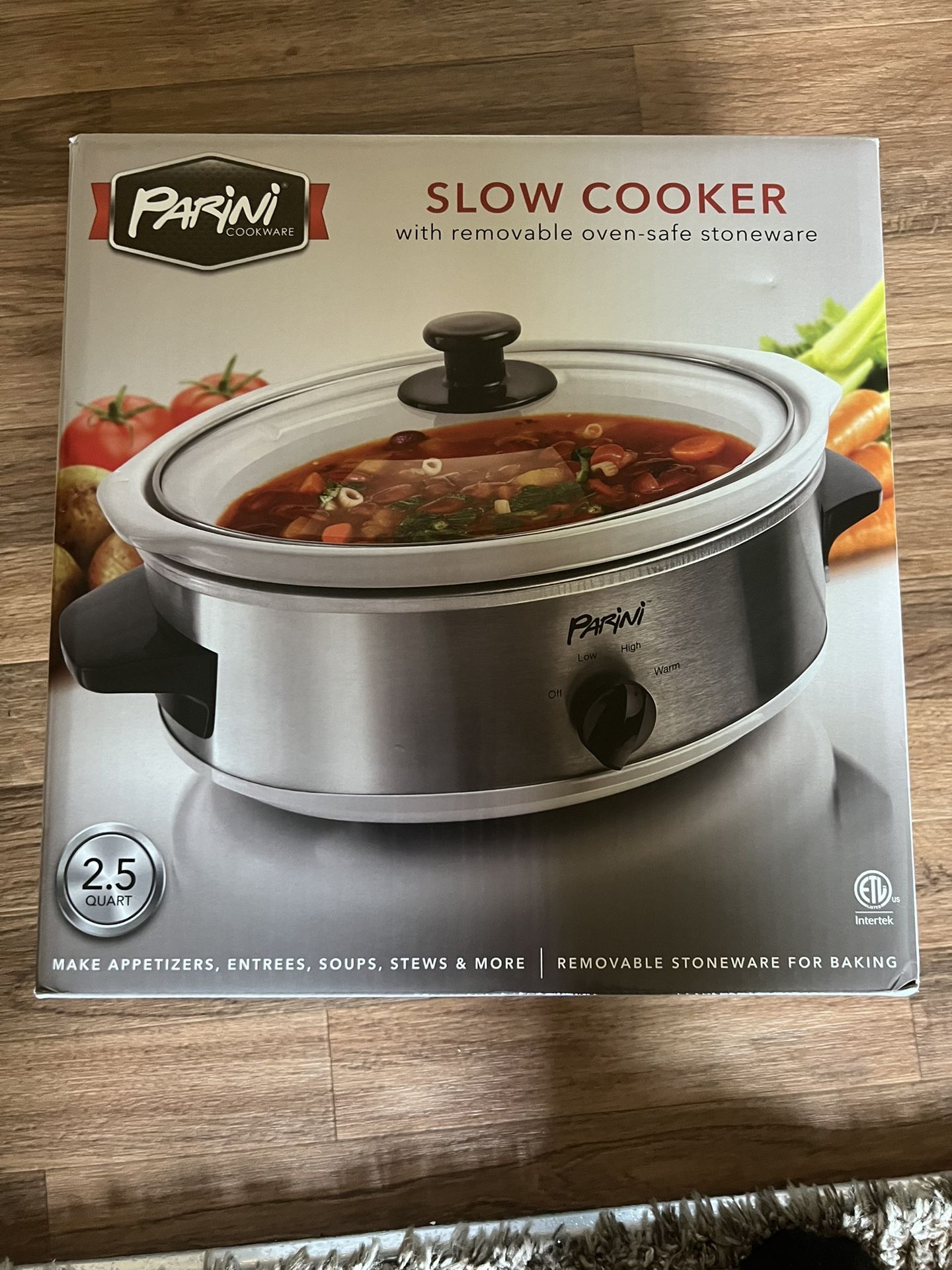 Parini Casserole Cooker - Slow Cooker - Oven Safe Removable Stoneware ~2.5 Quart