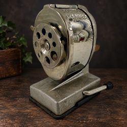 Vintage Boston Vacuum Mount Pencil Sharpener Hand Crank 8 Hole Industrial USA
