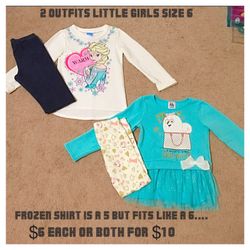 2 GIRLS 6 TODDLER OUTFITS