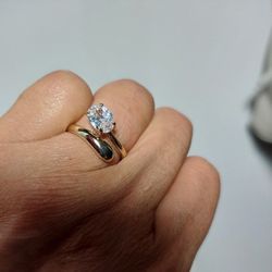 Ring 925 Silver 18k  Gold Plated With Monsanita 