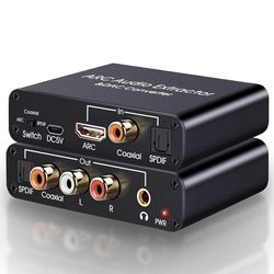 HDMI ARC Audio Extractor, Tendak 192KHz ARC Audio Extractor DAC Converter, Digital to Analog Audio Converter, Optical/SPDIF Coaxial HDMI ARC to Optica