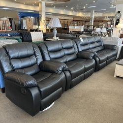 Black Leather Sectional Leather Recliners 
