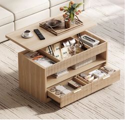 Lift-Top Coffee Table with Storage Drawers