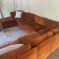 Eight-Piece Rust Colored Sectional (Milo Baughman Style)