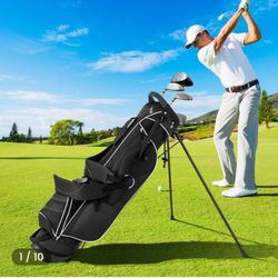 Costway Golf Stand Bag With 4 Way Dividers Carry Organizer Pockets