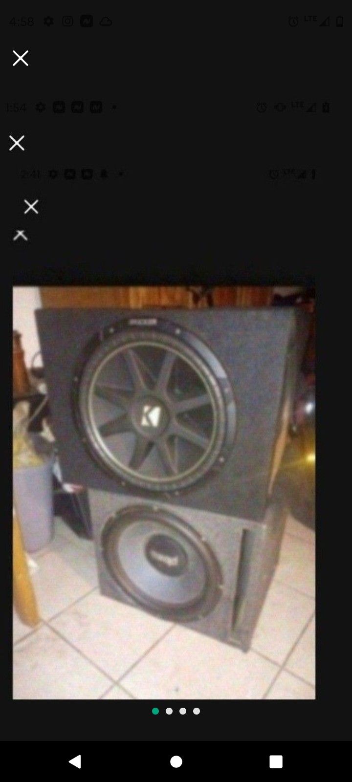 4 15 in woofers in good condition with amp Crossfire C5-1700d in good condition