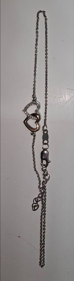 Sterling Silver Double Heart Rose Gold anklet