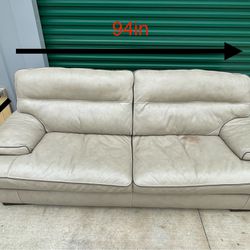 Cream Leather Couch (DELIVERY AVAILABLE)