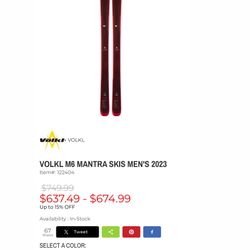 VOLKL M6 MANTRA SKIS MEN'S 2023