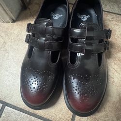 Arcadia Rub Off Leather Mary Jane Shoes cherry red SIZE : 8