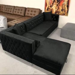 L Shaped Black 2 Piece Sectional With Chaise🤩 Brand New👍 Delivery Available 🚚 Showroom Available ✅