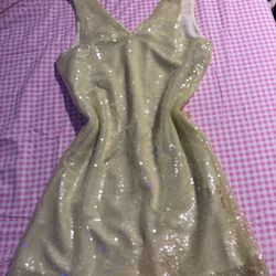 Yellow sequin cocktail dress