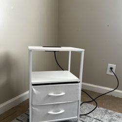 White 2-Drawer Nightstand w/ Outlets & USB Ports
