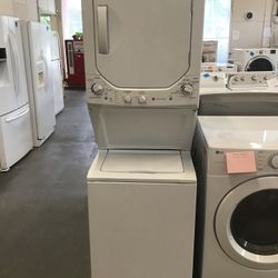 White GE Stackable Washer and Dryer 