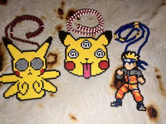 Rave Candy/kandy Perler Bead Pikachu Necklace ! Pokémon Naruto 
