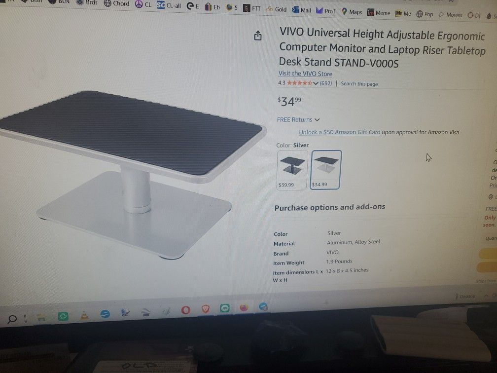 VIVO Universal Height Adjustable Riser Stands, computers, TVs, speakers, etc