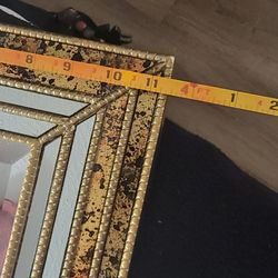 Hanging Mirror With Gold Trim