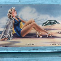 Rare Vintage/Antique Risqué Pin Up Girl 1940s Card/Postcard GC 3.5 x 5.5