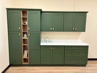 Modern Dark Green Kitchen Cabinets | Same Day Pickup| Solid Plywood