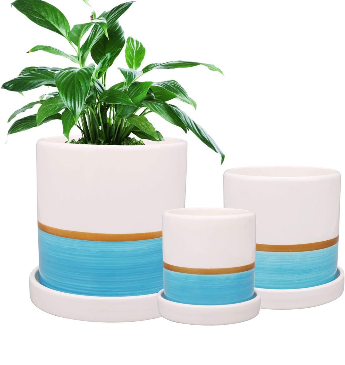 Flower Pots, Ceramic Planter Pot with Drainage Holes, Succulent Planter Pots Planting Pot Flower Pots for Mini Plant Perfect for Garden, Kitchen, Wind